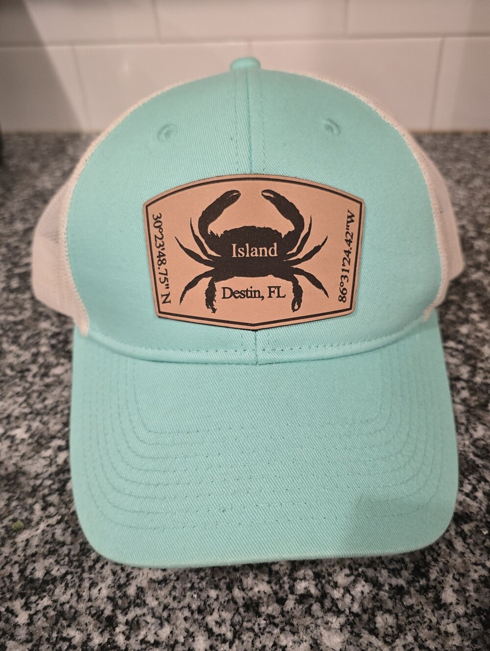 Destin, FL Crab Island Mint Green Trucker Hat. New, Never Worn. One Size.